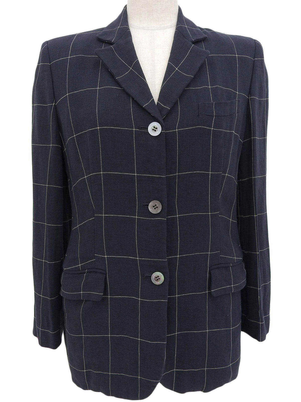 Navy Check Pattern Jacket