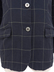 Navy Check Pattern Jacket