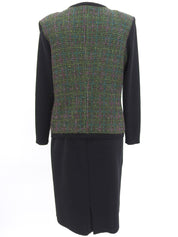 ウールロゴボタンセットアップ　グリーン/ブラック/マルチ