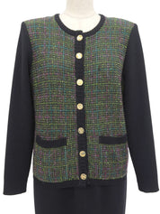 ウールロゴボタンセットアップ グリーン/ブラック/マルチ