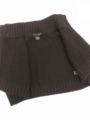 ウールハイネックニットポンチョ　ブラウン