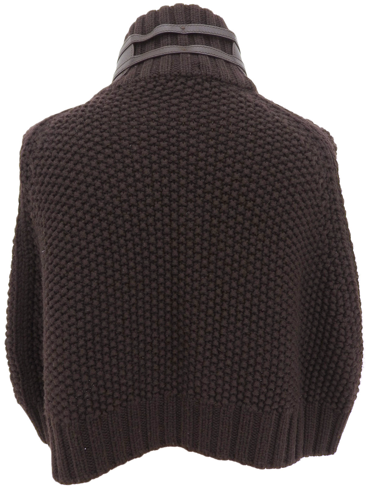 ウールハイネックニットポンチョ　ブラウン