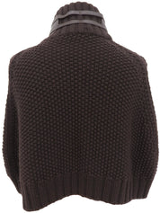 ウールハイネックニットポンチョ ブラウン