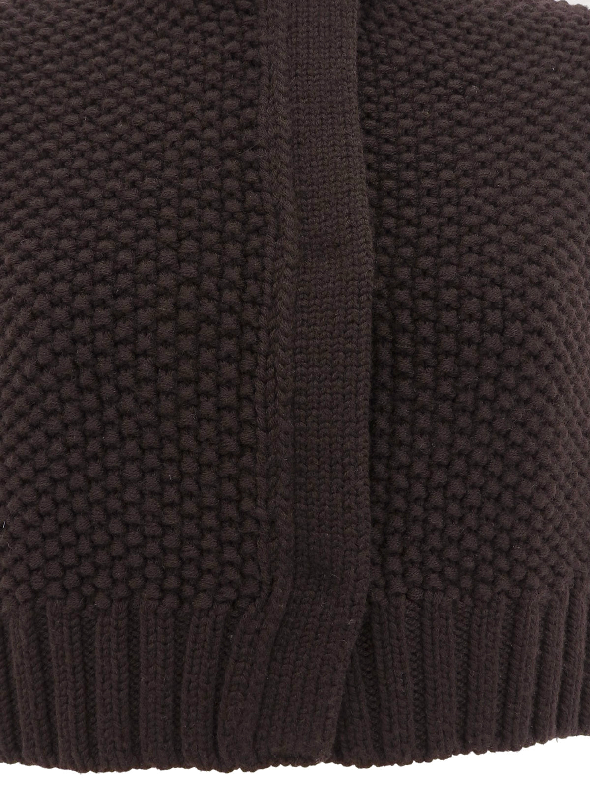 ウールハイネックニットポンチョ ブラウン