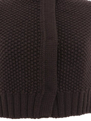 ウールハイネックニットポンチョ ブラウン