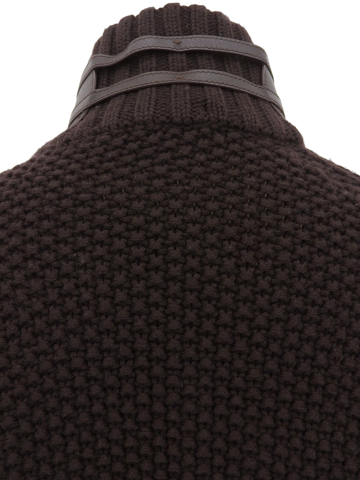 ウールハイネックニットポンチョ　ブラウン