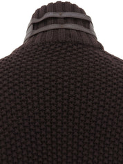 ウールハイネックニットポンチョ　ブラウン