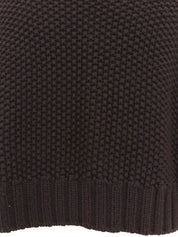 ウールハイネックニットポンチョ ブラウン