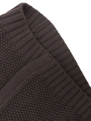 ウールハイネックニットポンチョ　ブラウン