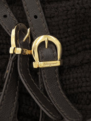 ウールハイネックニットポンチョ ブラウン