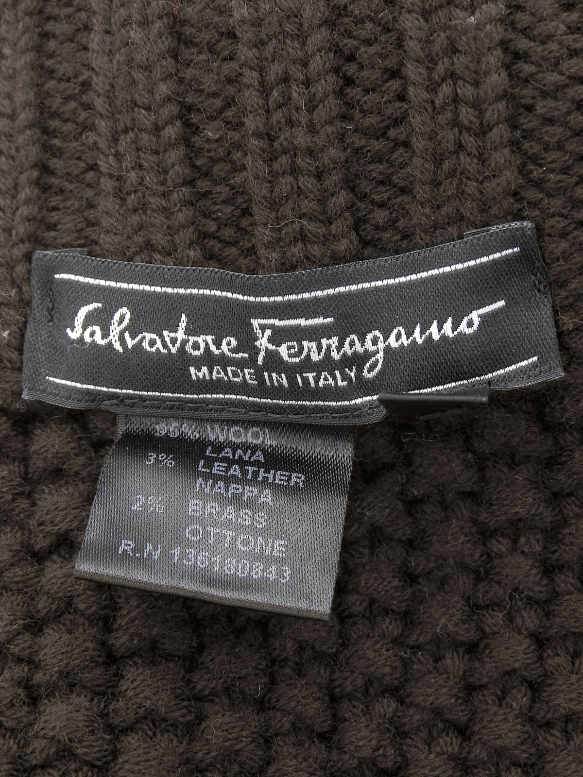 ウールハイネックニットポンチョ ブラウン