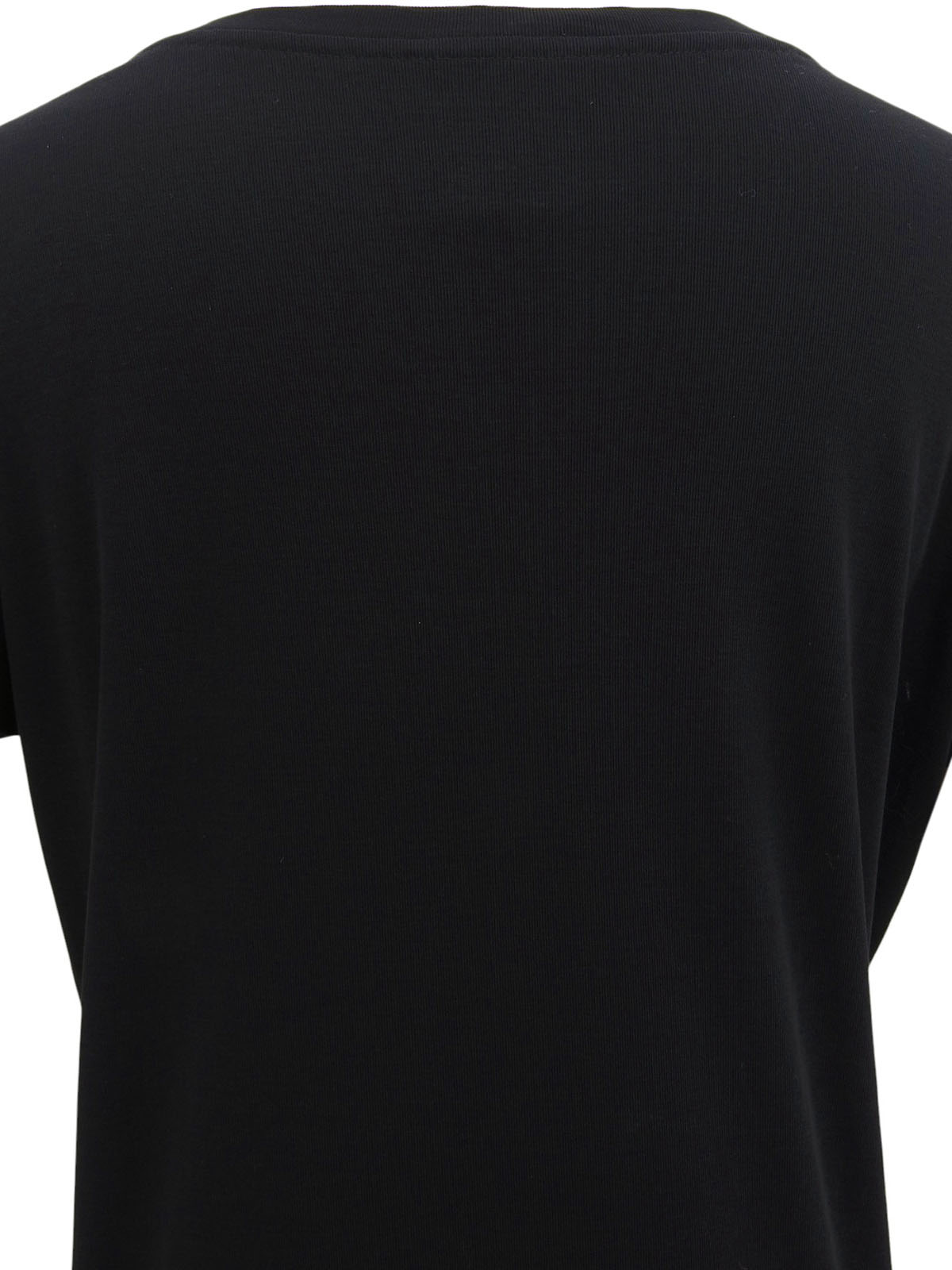 ロゴレースVネック半袖トップス ブラック