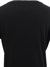 ロゴレースVネック半袖トップス ブラック