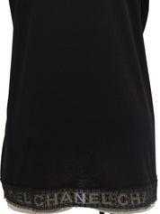 ロゴレースVネック半袖トップス ブラック