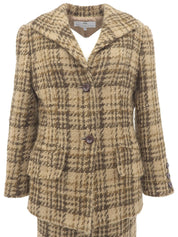 ツイードチェックパターンセットアップ ベージュ/ブラウン