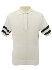 ロゴ刺繍半袖ニットポロシャツ ホワイト