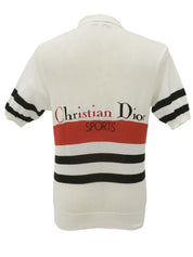 ロゴ刺繍ハーフスリーブニットポロシャツ ホワイト