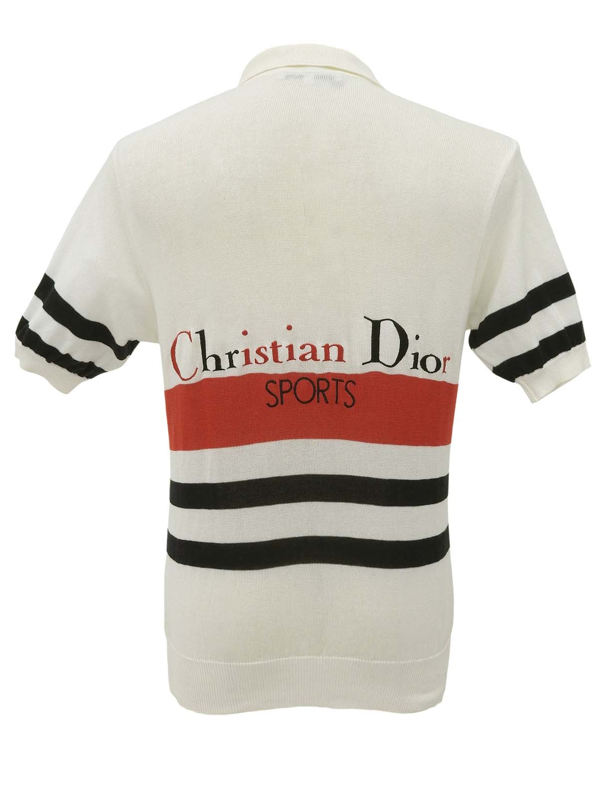 ロゴ刺繍半袖ニットポロシャツ ホワイト