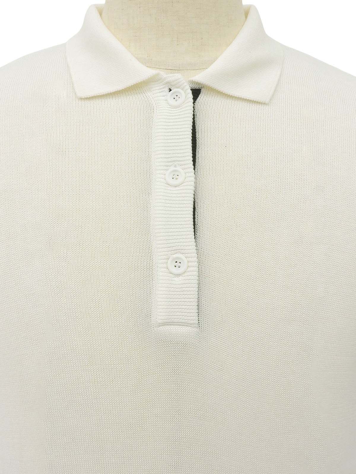 ロゴ刺繍半袖ニットポロシャツ ホワイト