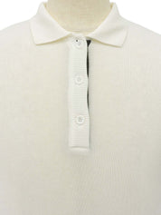 ロゴ刺繍半袖ニットポロシャツ ホワイト