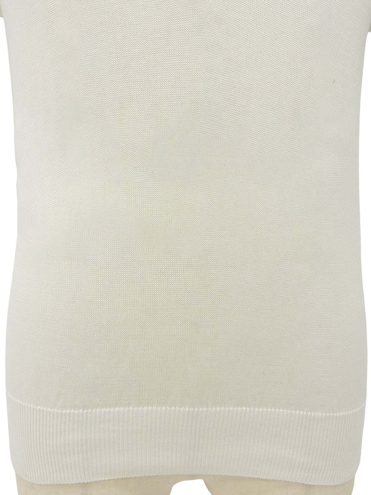 ロゴ刺繍ハーフスリーブニットポロシャツ ホワイト