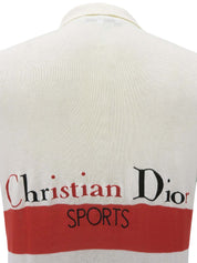 ロゴ刺繍半袖ニットポロシャツ ホワイト