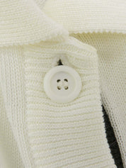 ロゴ刺繍ハーフスリーブニットポロシャツ ホワイト