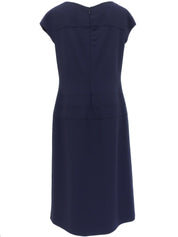 フレンチスリーブボタンデザインワンピース ネイビー