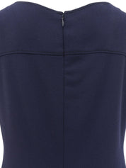 フレンチスリーブボタンデザインワンピース ネイビー