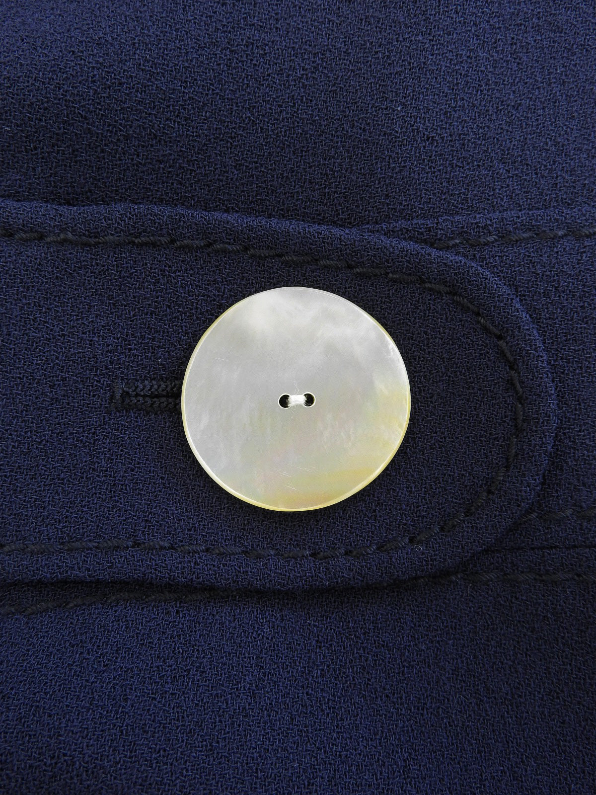 フレンチスリーブボタンデザインワンピース ネイビー