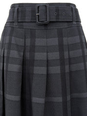 Check Pattern Pleated Skirt in Gray