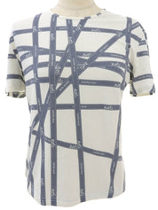 Bold Pattern Half Sleeve Top in Ice Blue/White