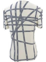 Bold Pattern Half Sleeve Top in Ice Blue/White