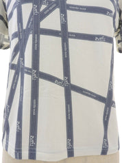Bold Pattern Half Sleeve Top in Ice Blue/White
