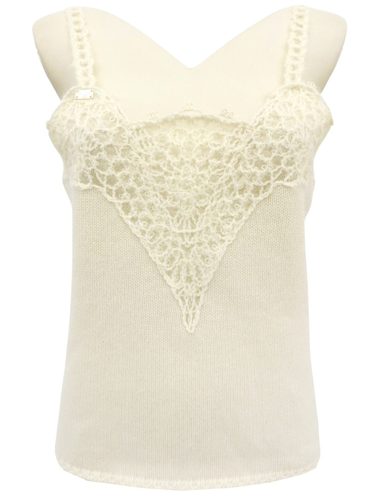 2006 Cashmere Square Logo Plate Knit Camisole, Ivory
