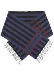 ボーダーパターンロゴデザインマフラー ネイビー/ブラック/レッド