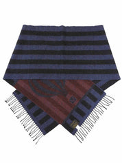 ボーダーパターンロゴデザインマフラー ネイビー/ブラック/レッド