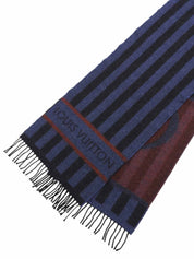 ボーダーパターンロゴデザインマフラー ネイビー/ブラック/レッド