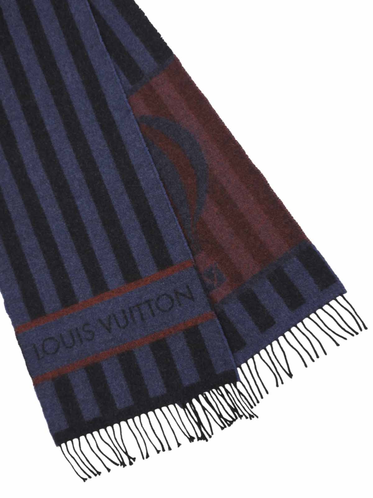 Border pattern logo design scarf in navy/black/red