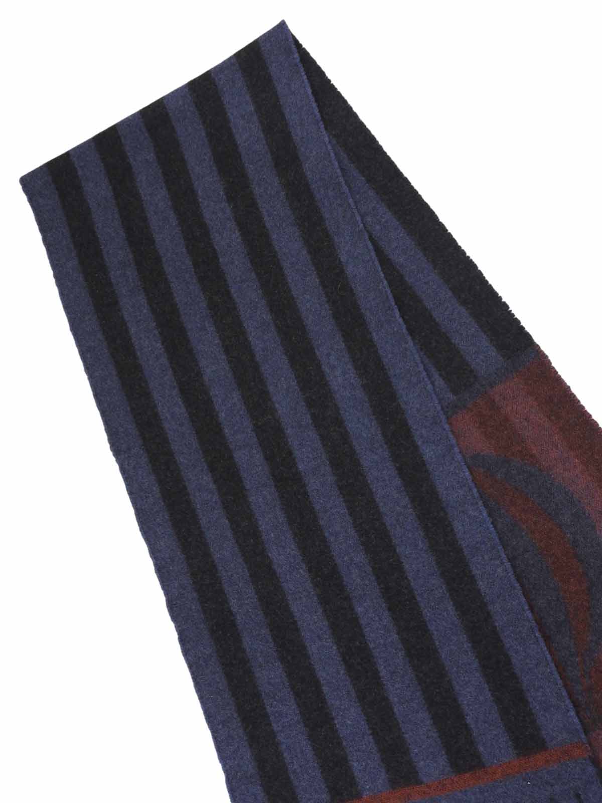 ボーダーパターンロゴデザインマフラー ネイビー/ブラック/レッド