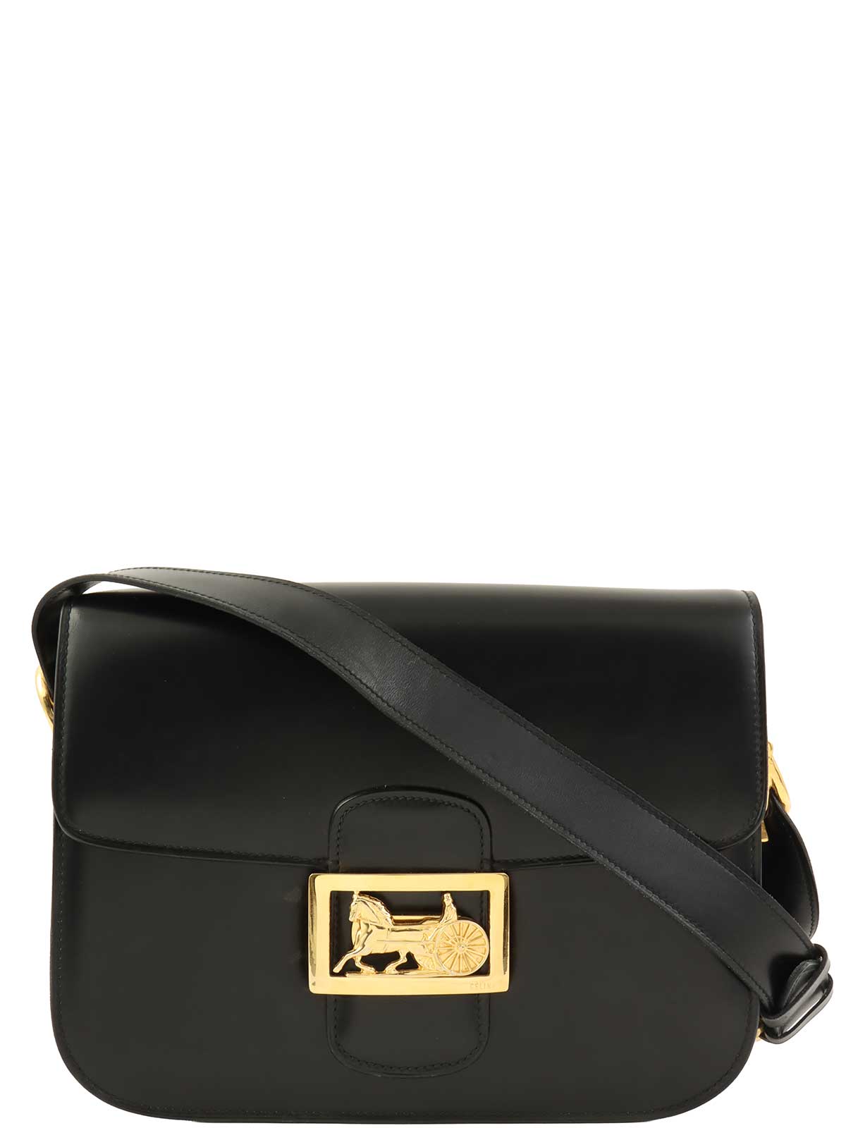 ホースキャリッジプレートショルダーバッグ　ブラック