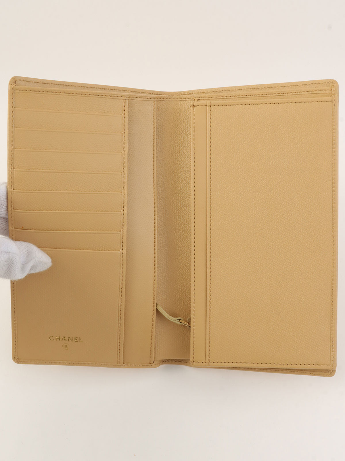 2003 CC mark long wallet, beige