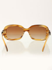 棕色大理石纹侧边丝带CC标志太阳镜，棕色