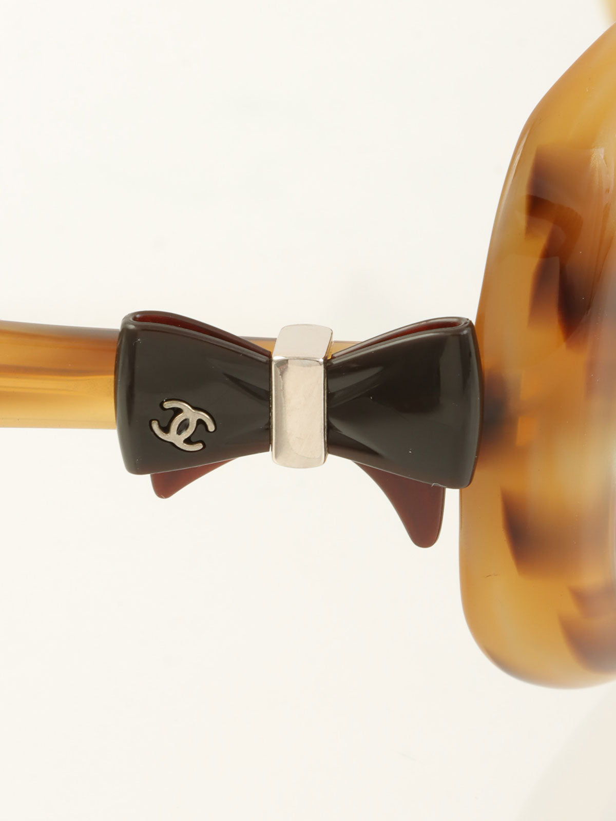 ブラウンマーブルサイドリボンCCマークサングラス ブラウン