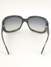 斜纹软呢图案 CC 标志太阳镜 海军蓝