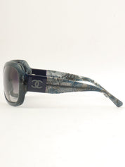 Tweed Pattern CC Mark Sunglasses Navy
