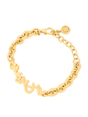 Logo Plate Chain Bracelet Gold