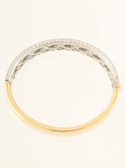 18Kダイヤモンドデザインカットアウトハングル ゴールド/シルバー