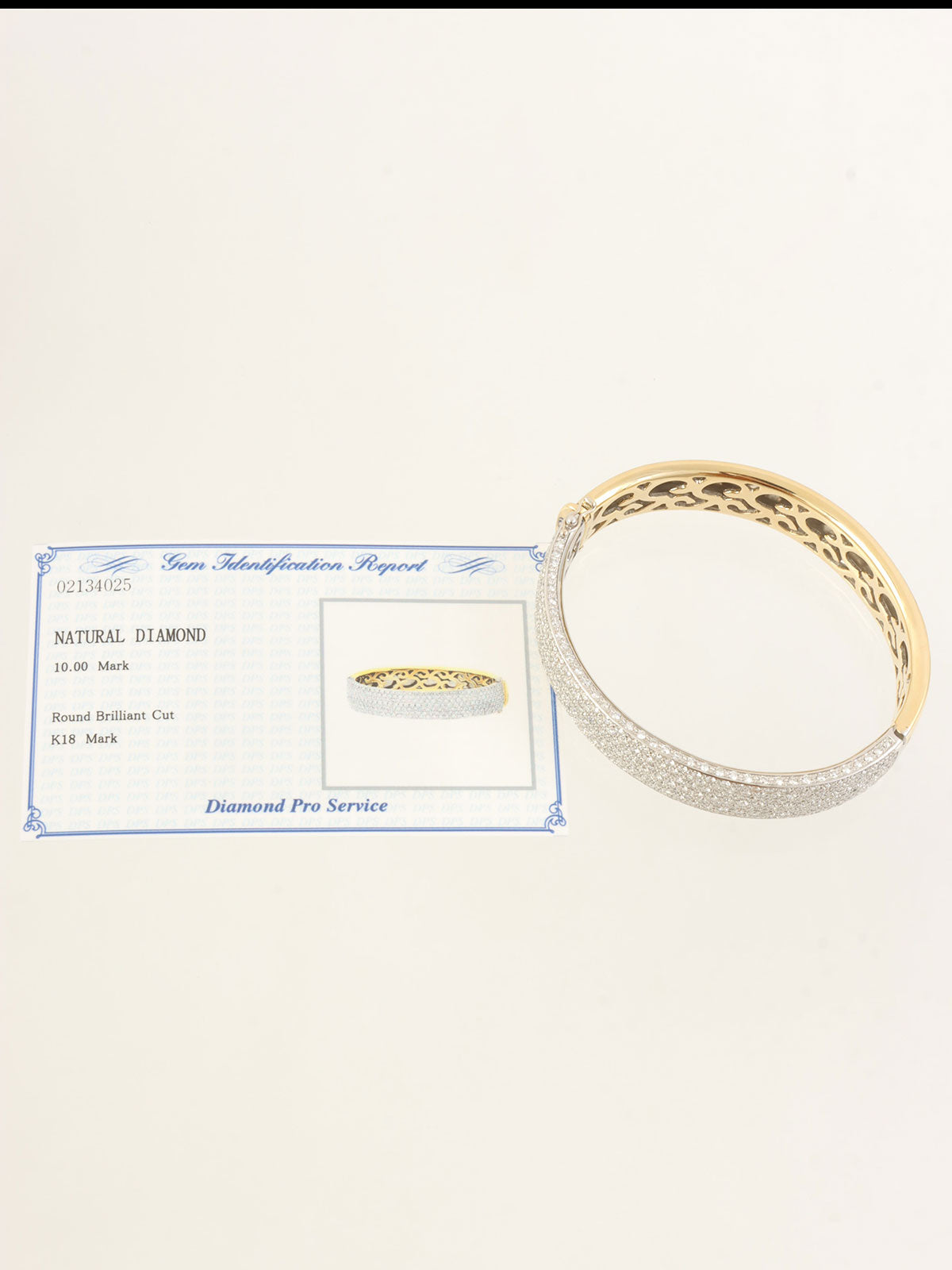 18Kダイヤモンドデザインカットアウトハングル ゴールド/シルバー