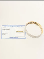 18Kダイヤモンドデザインカットアウトハングル ゴールド/シルバー